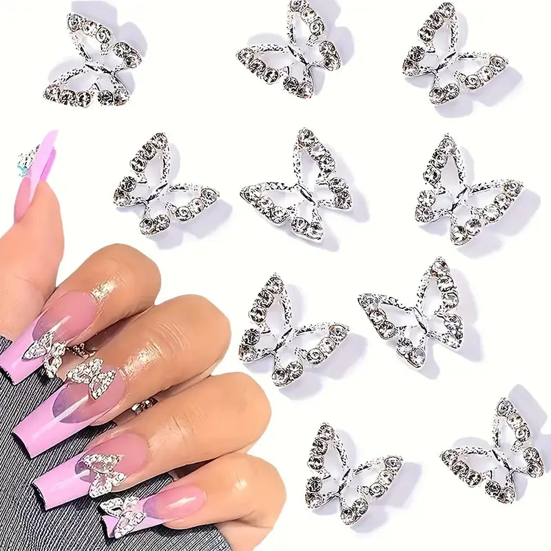 3D Butterfly Nail Charms (Silver)