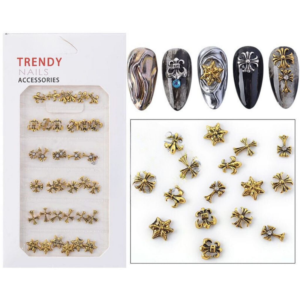 Gold Cross Nail Art Rhinestones (6 Styles)