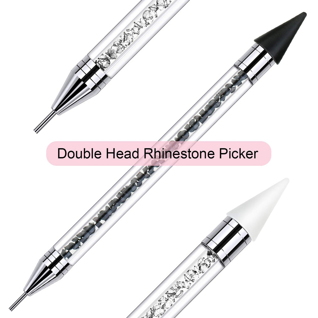 Used to pick up diamonds and other small nail rhinestones

2 sided - one wax tip and one stainless steel tip