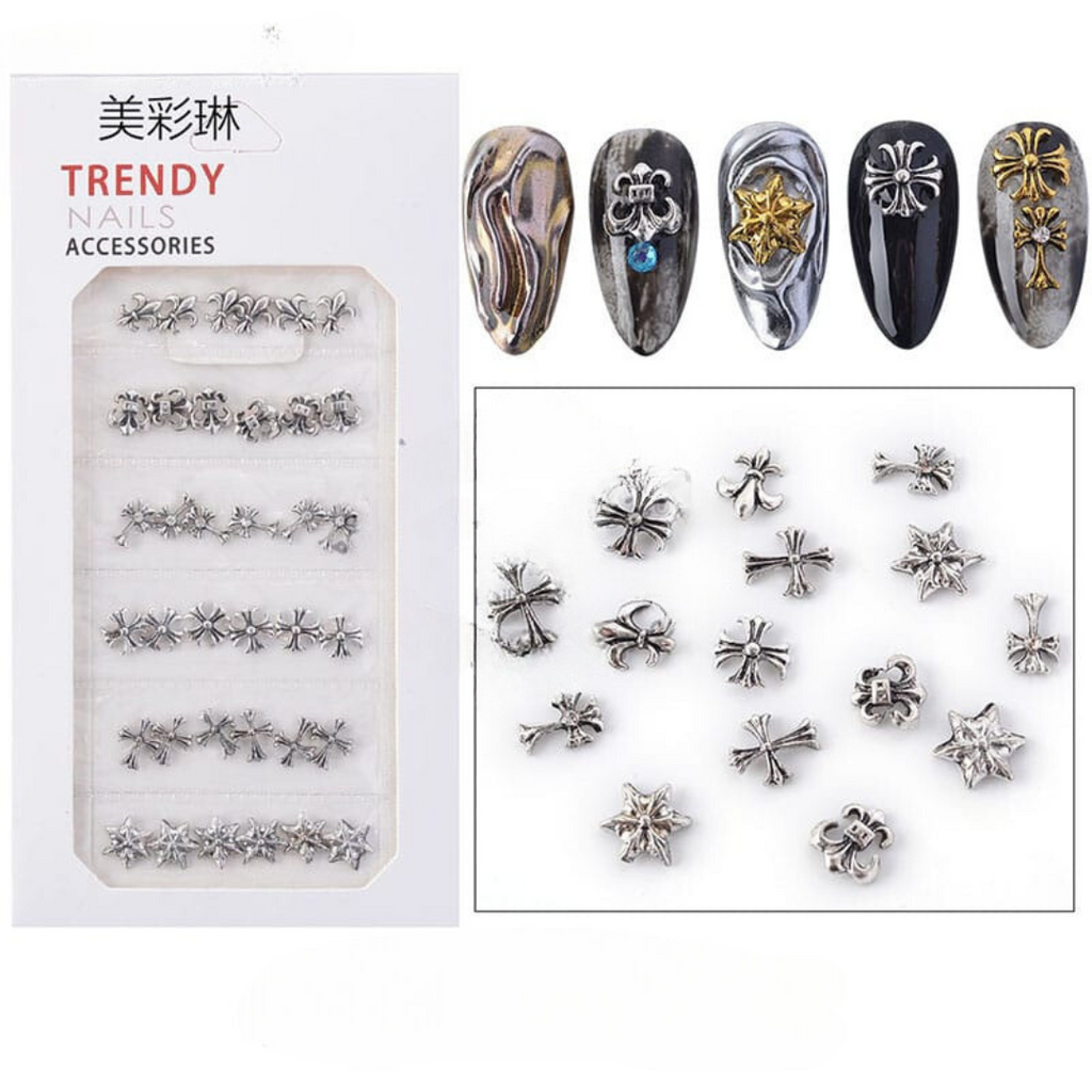 Silver Cross Nail Art Rhinestones (6 Styles)