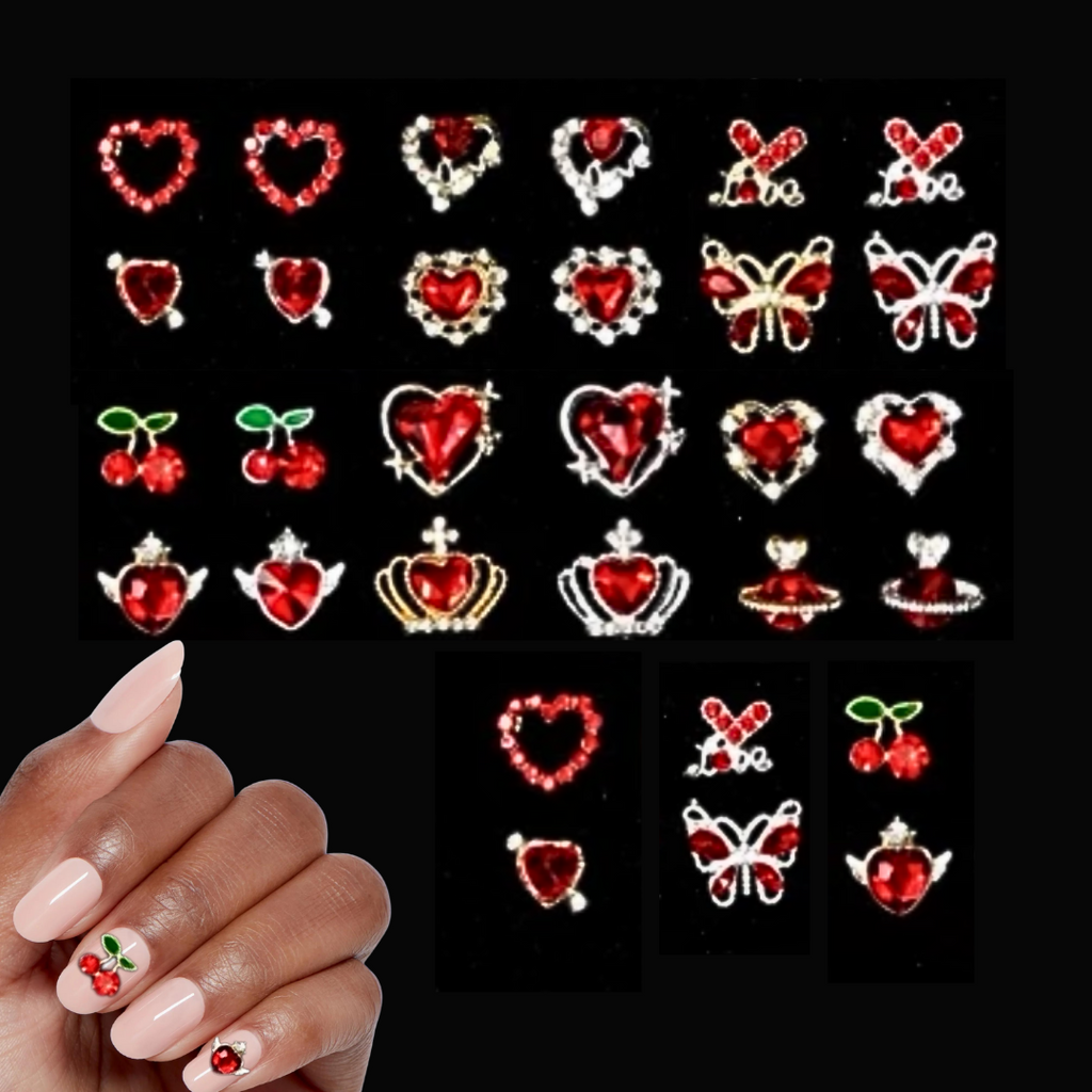 Red 3D Crystal Nail Charms